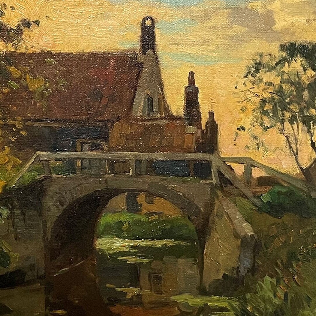 nieuw ontdekt schilderij Brug bij Loosduinen van schilder Ben Viegers